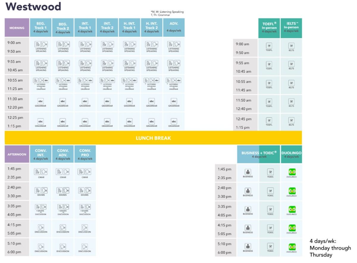 MLI Westwood コーススケジュール
