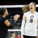 The UNO volleyball team played SDSU at the University of Nebraska at Omaha’s Baxter Arena in Omaha, Nebraska, Saturday, Nov. 11, 2023. UNO swept SDSU in three sets.